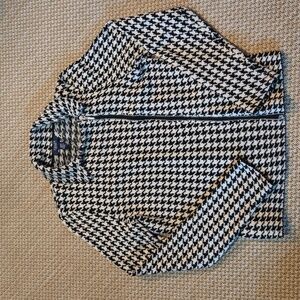 Chaps Houndstooth Zip Cardigan Sweater Sz. Medium
